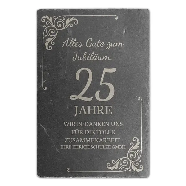 Jubiläumsgeschenk - graviertes Schieferschild mit Widmung - mehrere Größen Jubiläumsgeschenk - graviertes Schieferschild mit Widmung - mehrere Größen