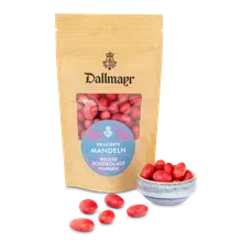 Dragierte Mandeln in weißer Schokolade und Himbeere Dallmayr Dragierte Mandeln in weißer Schokolade und Himbeere Dallmayr