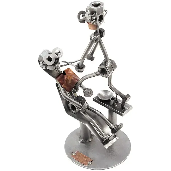 Schraubenpaar Zahnarzt mit Patient Schraubenpaar Zahnarzt mit Patient