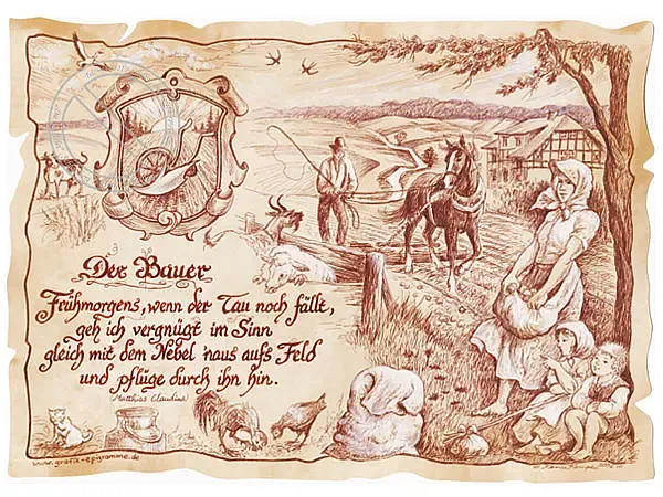 Zunftbild Bauer auf Antikpapier im A4-Format Zunftbild Bauer auf Antikpapier im A4-Format