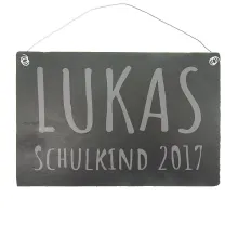 Personalisiertes Dekoschild aus Schiefer zum Schulanfang 30 x 20 cm Personalisiertes Dekoschild aus Schiefer zum Schulanfang 30 x 20 cm