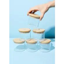 Vorratsglas mit Bambusdeckel 500 ml 6 Stück Vorratsglas mit Bambusdeckel 500 ml 6 Stück
