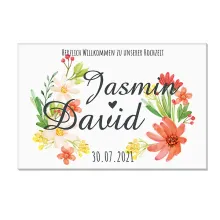 Geschenk zur Hochzeit - Acryplatte mit Namen und Datum Design Watercolor Flowers Geschenk zur Hochzeit - Acryplatte mit Namen und Datum Design Watercolor Flowers