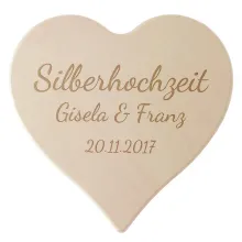 Schneidebrett aus Holz mit Gravur zur "Silbernen Hochzeit" Größe: 24 x 24 x 1,4 cm Schneidebrett aus Holz mit Gravur zur "Silbernen Hochzeit" Größe: 24 x 24 x 1,4 cm