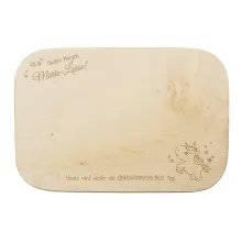 Gravierter Name auf Frühstücksbrett mit Einhorn 28x19x1,5 cm Gravierter Name auf Frühstücksbrett mit Einhorn 28x19x1,5 cm