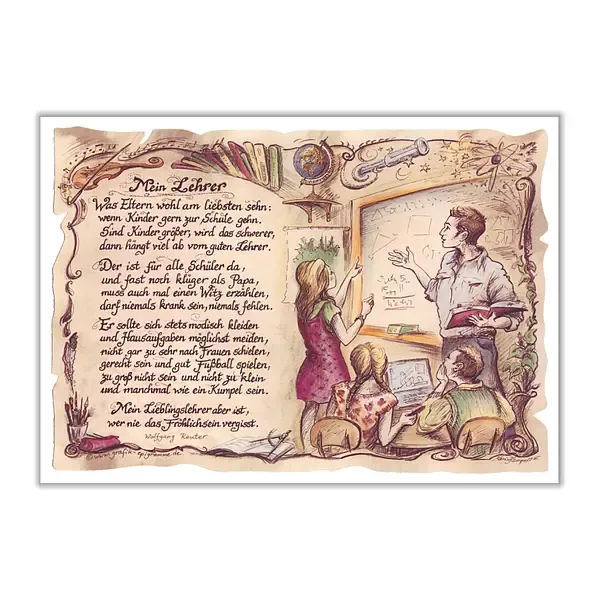 Zunftbild Lehrer auf Antikpapier im A4-Format Zunftbild Lehrer auf Antikpapier im A4-Format