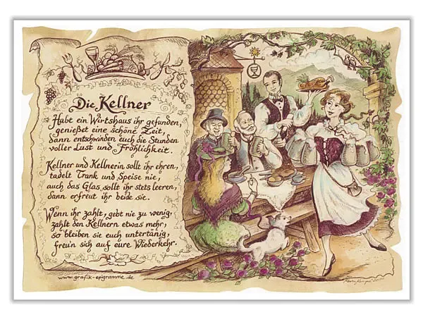Zunftbild Kellner auf Antikpapier im A4-Format Zunftbild Kellner auf Antikpapier im A4-Format