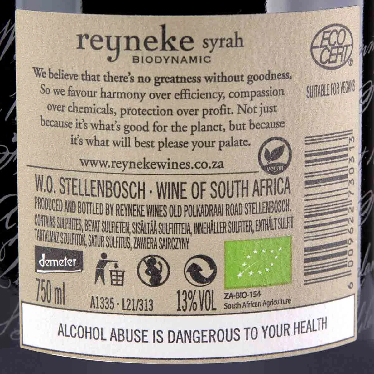 Reyneke Organic Syrah – Bild 2