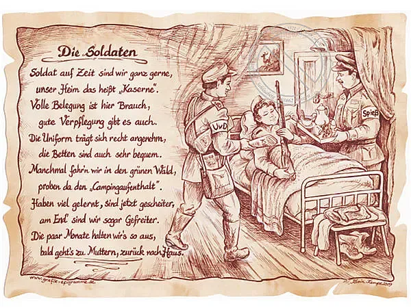 Zunftbild Soldat auf Antikpapier im A4-Format Zunftbild Soldat auf Antikpapier im A4-Format