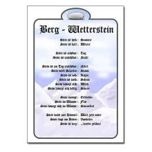 Schild für Berg-Wetterstein im DIN A4-Format Schild für Berg-Wetterstein im DIN A4-Format