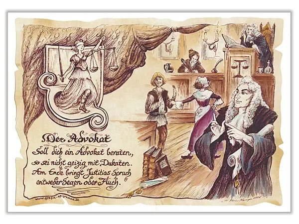Zunftbild Advokat auf Antikpapier im A4-Format Zunftbild Advokat auf Antikpapier im A4-Format