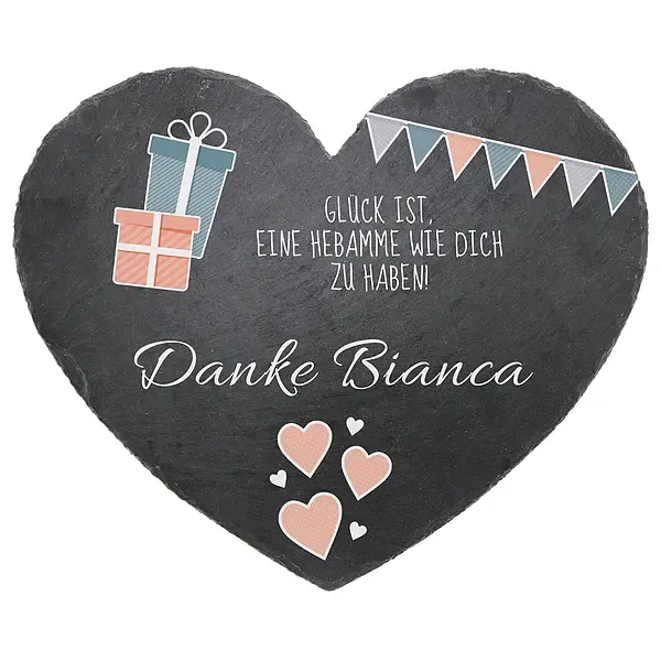 Geschenk für Hebammen - Schieferherz mit Personalisierung Geschenk für Hebammen - Schieferherz mit Personalisierung