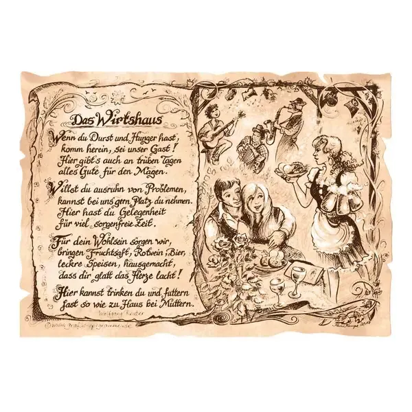 Zunftbild Wirtshaus auf Antikpapier im A4-Format Zunftbild Wirtshaus auf Antikpapier im A4-Format