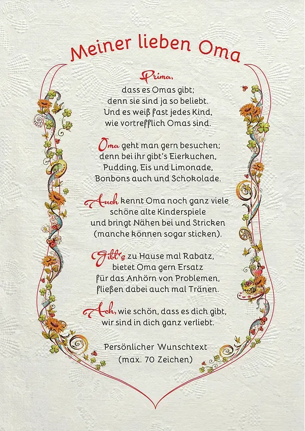 Urkunde für die geliebte Oma - modern Urkunde für die geliebte Oma - modern