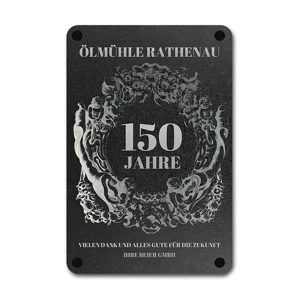 Jubiläumsschild mit Widmung - Strukturdibond mit Gravur 30 x 40 cm Jubiläumsschild mit Widmung - Strukturdibond mit Gravur 30 x 40 cm