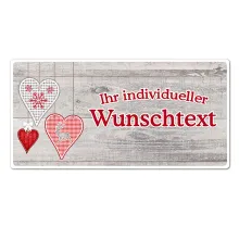 Hüttendeko-Schild mit Wunschtext und Herzen - 200 x 100mm Hüttendeko-Schild mit Wunschtext und Herzen - 200 x 100mm