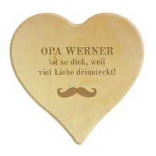 Schneidebrett aus Holz in Herzform für den besten Opa Größe: 24 x 24 x 1,4 cm Schneidebrett aus Holz in Herzform für den besten Opa Größe: 24 x 24 x 1,4 cm