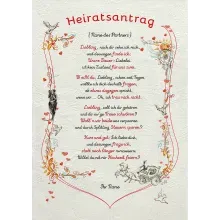 Urkunde Heiratsantrag mit Wunschtext - modern Urkunde Heiratsantrag mit Wunschtext - modern