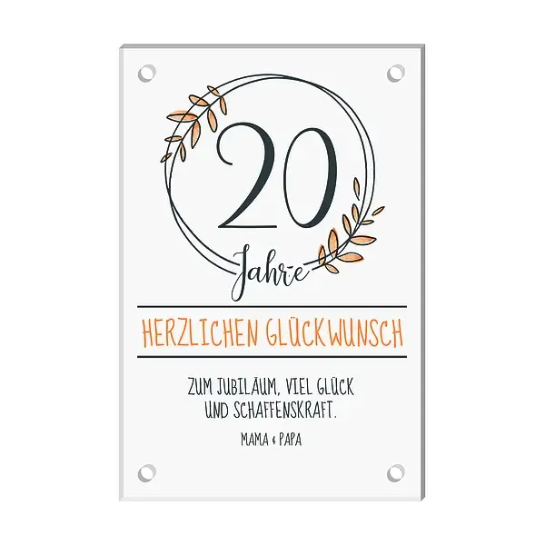 Geschenk zum Jubiläum - Acrylschild mit Jahreszahl und Widmung Design Flower Orange Geschenk zum Jubiläum - Acrylschild mit Jahreszahl und Widmung Design Flower Orange