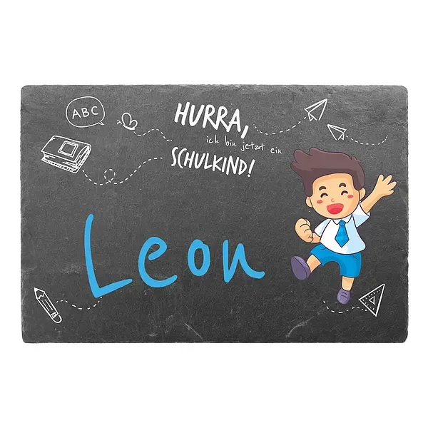 Schiefer Türschild für Kinderzimmer - Geschenk zur Einschulung 30 x 20 cm für Jungs Schiefer Türschild für Kinderzimmer - Geschenk zur Einschulung 30 x 20 cm für Jungs