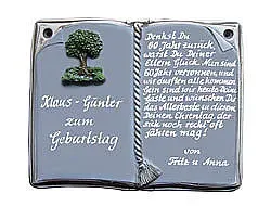 Keramikschild als Buch für Ehrungen und besondere Anlässe - Größe: 27x22 cm Keramikschild als Buch für Ehrungen und besondere Anlässe - Größe: 27x22 cm