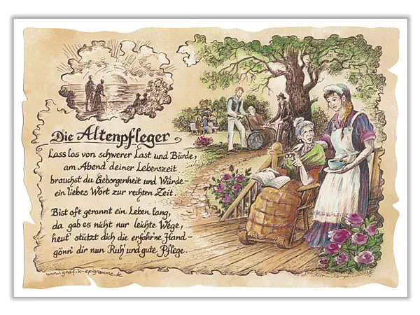 Zunftbild Altenpfleger auf Antikpapier im A4-Format Zunftbild Altenpfleger auf Antikpapier im A4-Format