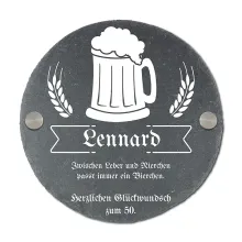 Rundes Schieferschild zum Geburtstag  Rundes Schieferschild zum Geburtstag