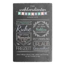 Geschenk zum Erreichen des Rentenalters - Schiefertafel mit Widmung 20 x 30 cm Geschenk zum Erreichen des Rentenalters - Schiefertafel mit Widmung 20 x 30 cm