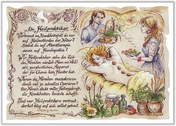 Zunftbild Heilpraktiker auf Antikpapier im A4-Format Zunftbild Heilpraktiker auf Antikpapier im A4-Format