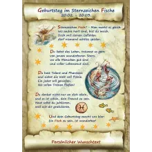 Urkunde zum Geburtstag - Sternzeichen Fische Urkunde zum Geburtstag - Sternzeichen Fische
