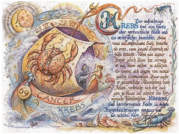 Sternbild Krebs auf Antikpapier im A4-Format Sternbild Krebs auf Antikpapier im A4-Format