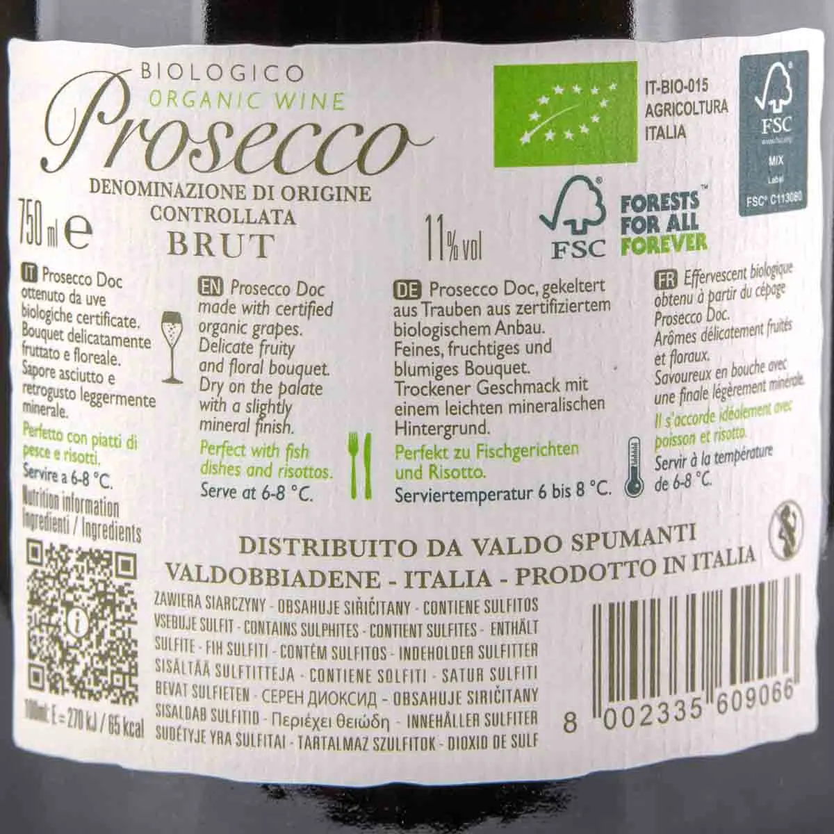 Valdo Bio Prosecco DOC Brut Vino Biologico – Bild 2