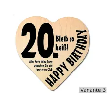 Herz Holzschild mit Wunschtext Geschenk zum 20. Geburtstag Herz Holzschild mit Wunschtext Geschenk zum 20. Geburtstag