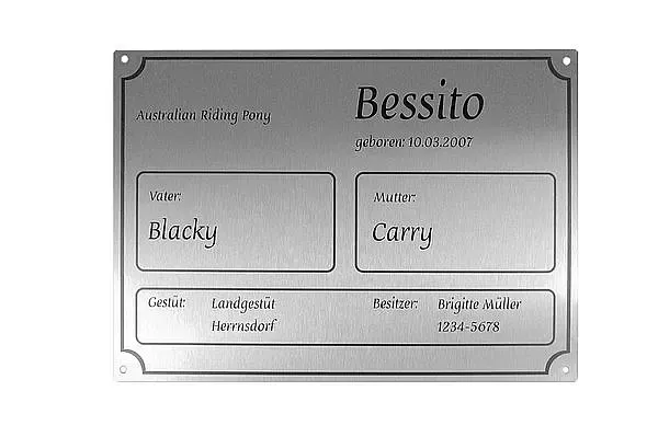 Stallschild mit individuellen Daten Stallschild mit individuellen Daten
