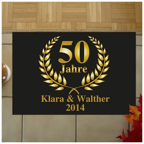 Fußmatte zur goldenen Hochzeit mit Ihrem Wunschtext Fußmatte zur goldenen Hochzeit mit Ihrem Wunschtext