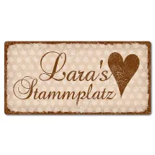 Retro Schild mit Polka Dots 200 x 100mm Polka Dots cappuccino Retro Schild mit Polka Dots 200 x 100mm Polka Dots cappuccino