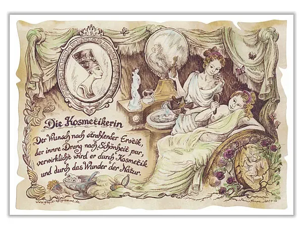 Zunftbild Kosmetikerin auf Antikpapier im A4-Format Zunftbild Kosmetikerin auf Antikpapier im A4-Format