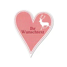 Hüttendeko-Herz mit Wunschtext und Hirsch - 180mm Hüttendeko-Herz mit Wunschtext und Hirsch - 180mm