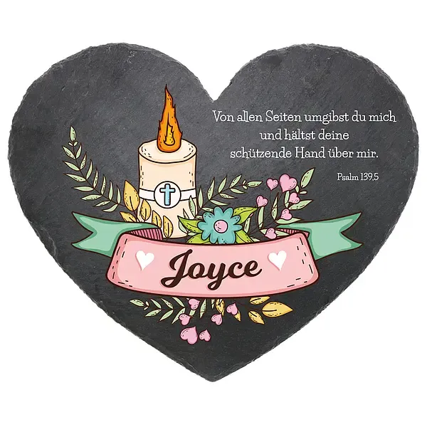 Geschenk zur Taufe - farbig bedrucktes Herz aus Schiefer in der Größe 24 cm Geschenk zur Taufe - farbig bedrucktes Herz aus Schiefer in der Größe 24 cm