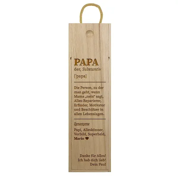 Gravierte Weinbox für den Vater mit Name und persönlichem Text Design 3 Gravierte Weinbox für den Vater mit Name und persönlichem Text Design 3