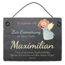 Taufgeschenk Schieferplatte mit Name, Datum und Taufspruch 20 x 15 cm Taufgeschenk Schieferplatte mit Name, Datum und Taufspruch 20 x 15 cm