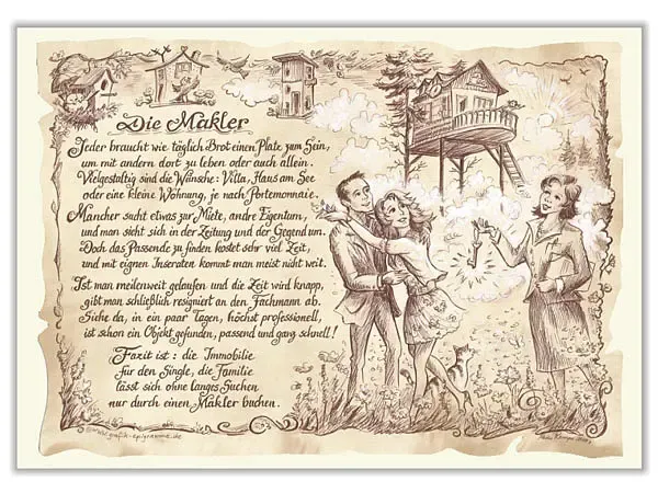 Zunftbild Makler auf Antikpapier im A4-Format Zunftbild Makler auf Antikpapier im A4-Format