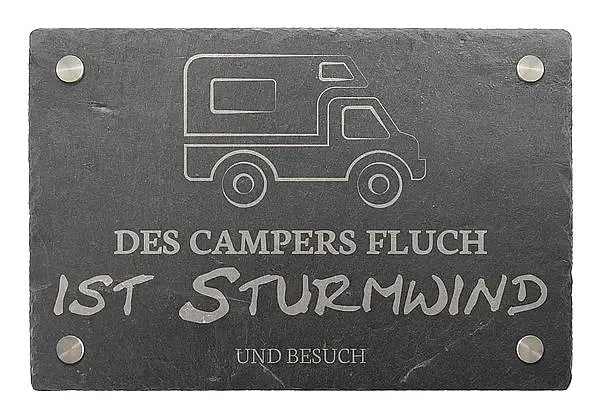 Dekoschild aus Schiefer 30 x 20 cm - Motiv Wohnmobil Dekoschild aus Schiefer 30 x 20 cm - Motiv Wohnmobil