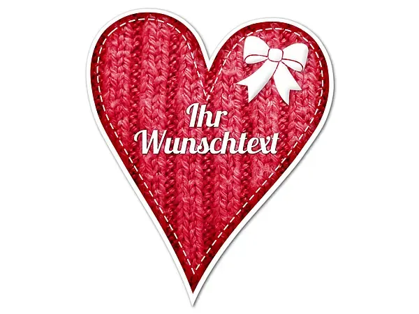 Hüttendeko-Herz mit Wunschtext und Strickmuster - 180mm Hüttendeko-Herz mit Wunschtext und Strickmuster - 180mm