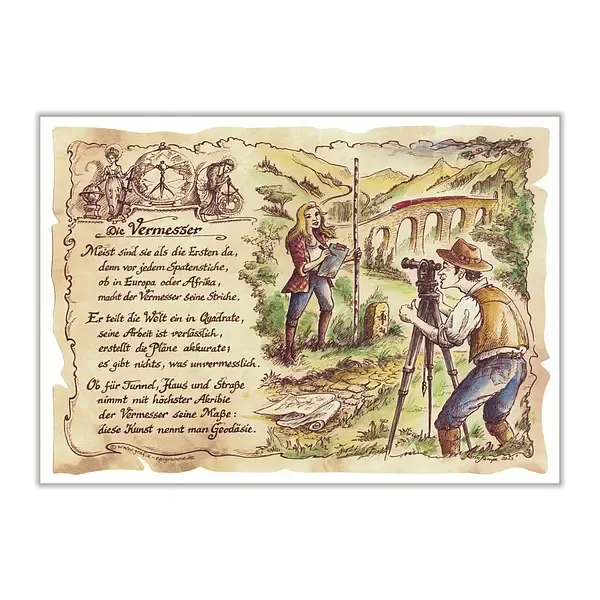 Zunftbild Vermesser auf Antikpapier im A4-Format Zunftbild Vermesser auf Antikpapier im A4-Format