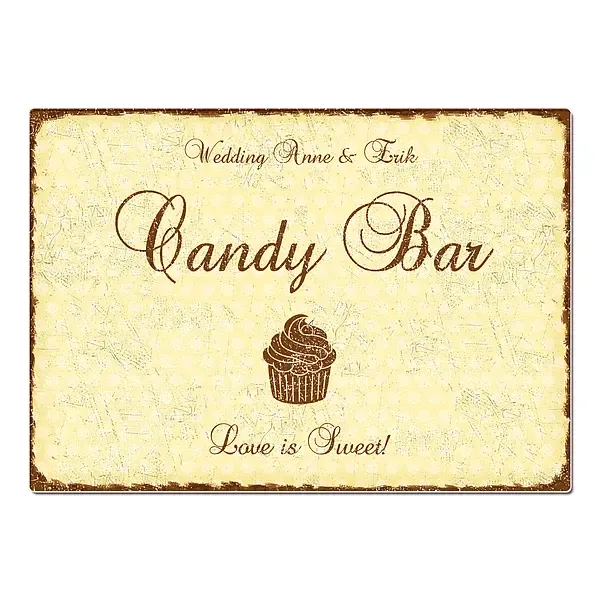 Hochzeitsdeko Schild Candy Bar - Format A3 gelb Hochzeitsdeko Schild Candy Bar - Format A3 gelb