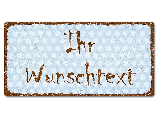 Retro Schild mit Polka Dots 200 x 100mm Polka Dots pastellblau Retro Schild mit Polka Dots 200 x 100mm Polka Dots pastellblau