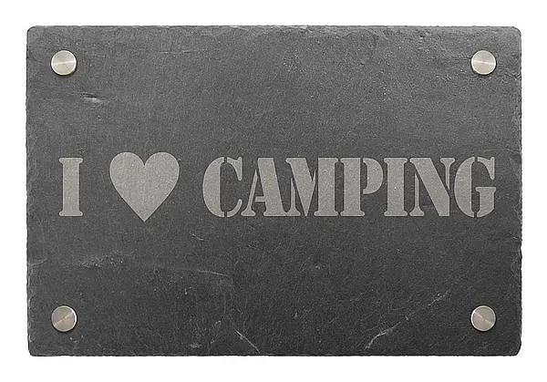 Dekoschild aus Schiefer 30 x 20 cm - Motiv I love Camping Dekoschild aus Schiefer 30 x 20 cm - Motiv I love Camping