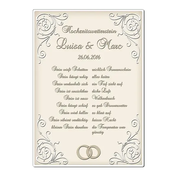 Wetterstein zur Hochzeit - Schild A4 - Farbe: creme Wetterstein zur Hochzeit - Schild A4 - Farbe: creme