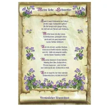 Urkunde für die liebe Schwester mit personalisiertem Wunschtext Urkunde für die liebe Schwester mit personalisiertem Wunschtext